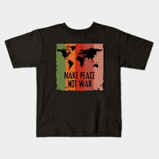 Make Peace Not War World Map Kids T-Shirt